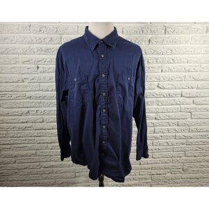 Foundry Mens Shirt 3XL Long Sleeve Blue Casual Cotton Collar Pockets BLU202E